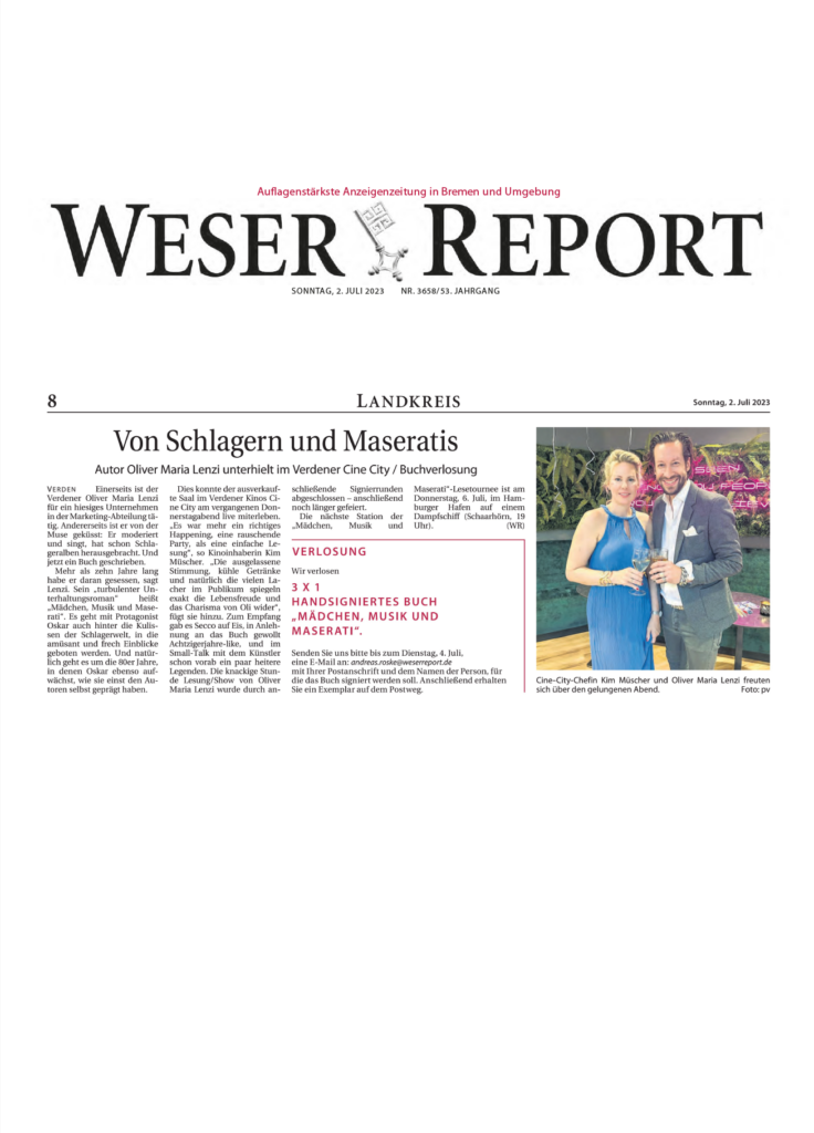 NEWSPAPER: Von Schlagern und Maseratis-Weserreport
