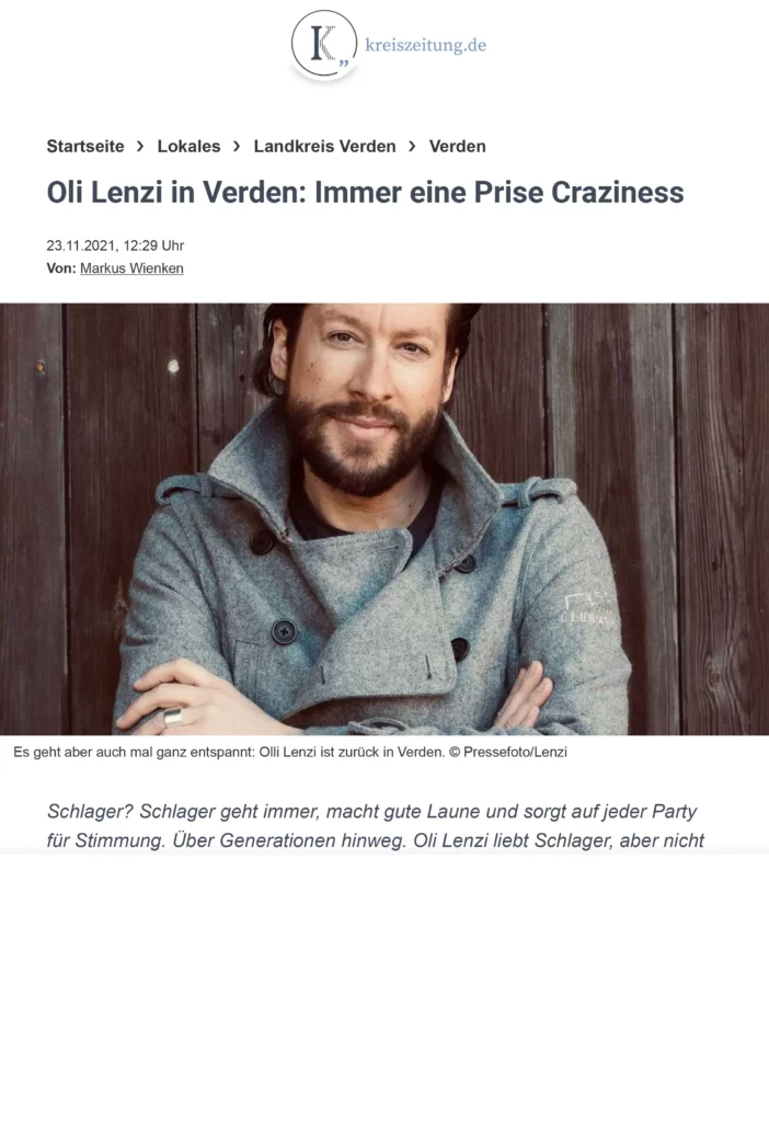 NEWSPAPER: Olli Lenzi in Verden - Crazy und mit Schlager in den sechsten Gang