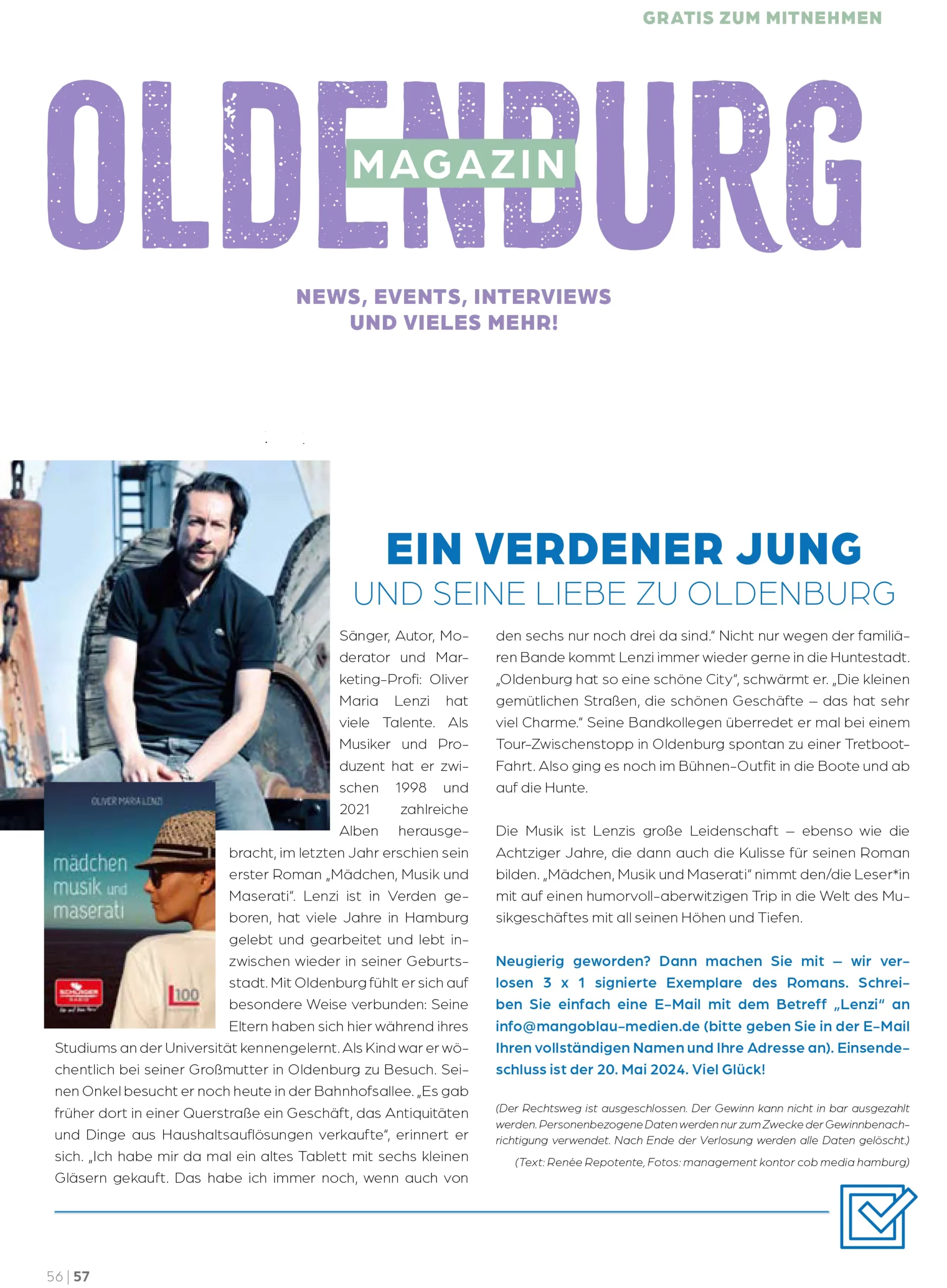 Oliver Maria Lenzi -Oldenburger Magazin 05-2024 - EIN VERDENER JUNG UND SEINE LIEBE ZU OLDENBURG
